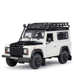 Land Rover Defender with Roof Rack White and Black 1-24 Diecast Model Car by Welly