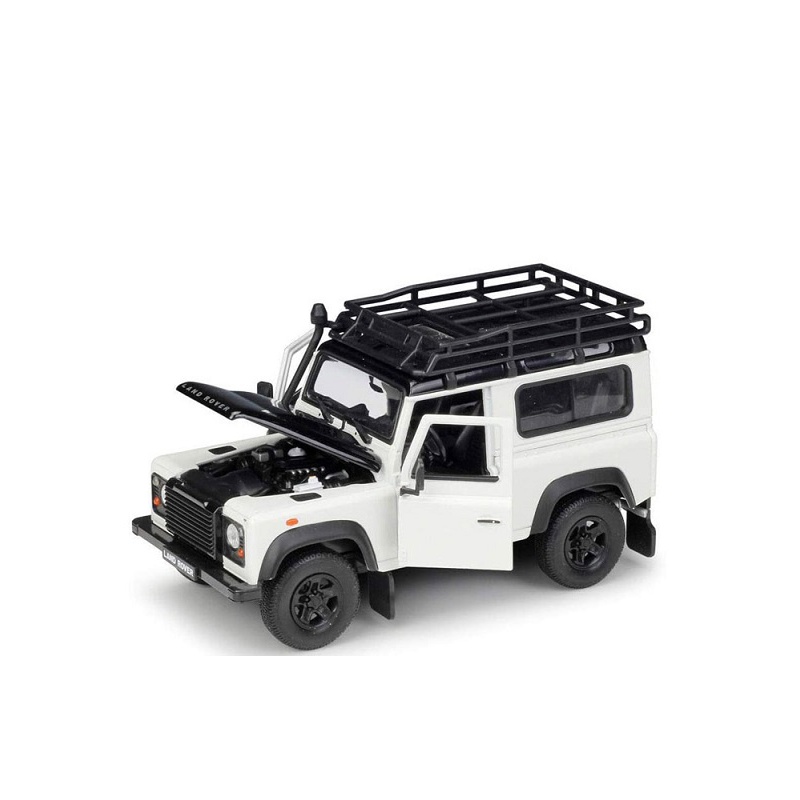 Land Rover Defender with Roof Rack White and Black 1-24 Diecast Model Car by Welly