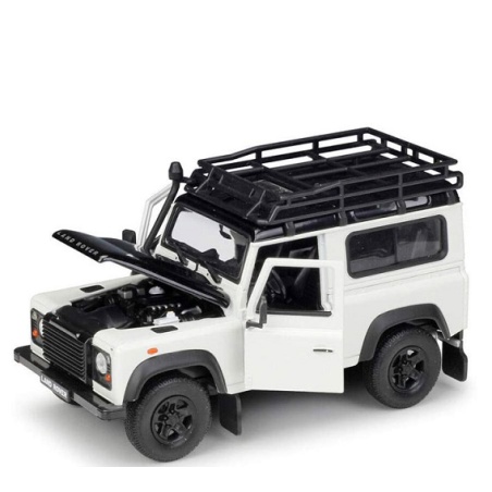 Land Rover Defender with Roof Rack White and Black 1-24 Diecast Model Car by Welly