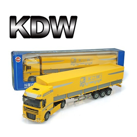 ماکت تریلی کانتنیردار  -Tent Platform Transporter container is Yellow in 1-50 Scale Diecast Replica by KAIDIWE