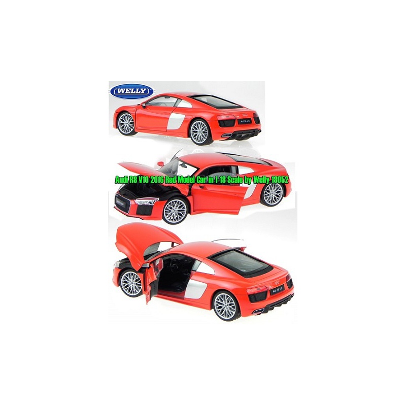 ماکت ماشین ائودی-Audi R8 V10 2016 Red Model Car in 1-18 Scale by Welly
