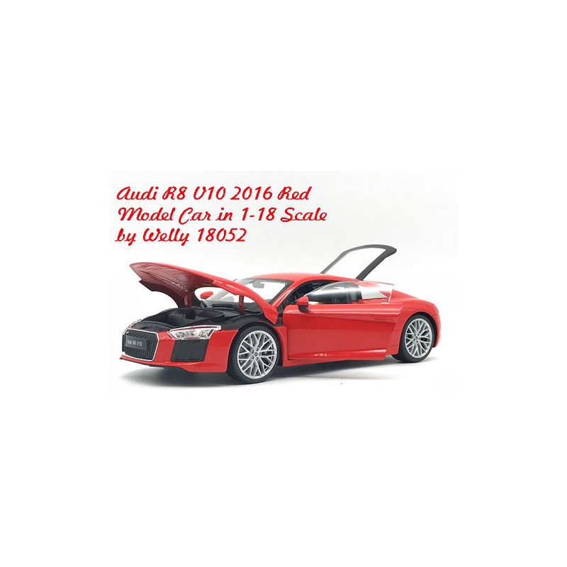 ماکت ماشین ائودی-Audi R8 V10 2016 Red Model Car in 1-18 Scale by Welly