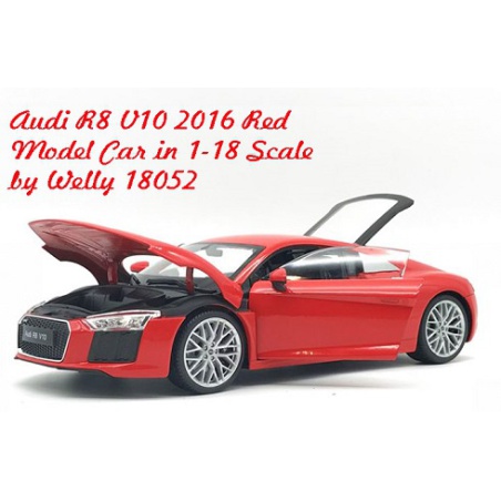 ماکت ماشین ائودی-Audi R8 V10 2016 Red Model Car in 1-18 Scale by Welly