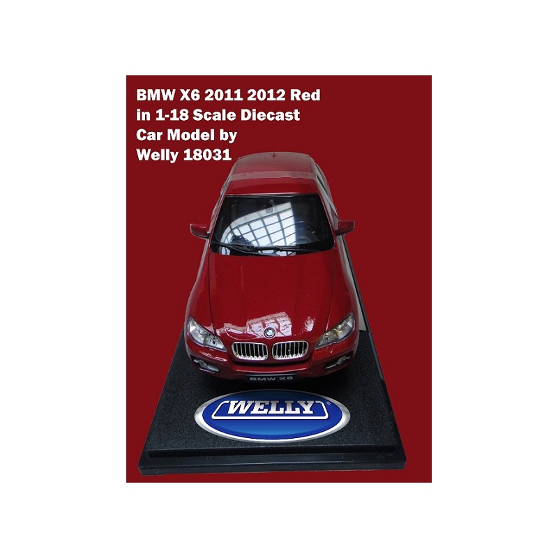 ماکت ماشین بی ام او - BMW X6 2011 2012 Red in 1-18 Scale Diecast Car Model by Welly