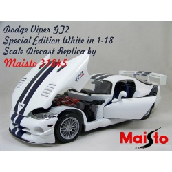 ماکت ماشین دوج وایپر Dodge Viper GT2 Special Edition White in 1-18 Scale Diecast Replica by Maisto