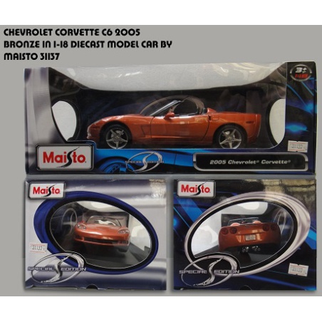 ماکت ماشین شیفرولیت کوروت CHEVROLET CORVETTE C6 2005 BRONZE IN 1-18 DIECAST MODEL CAR BY MAISTO