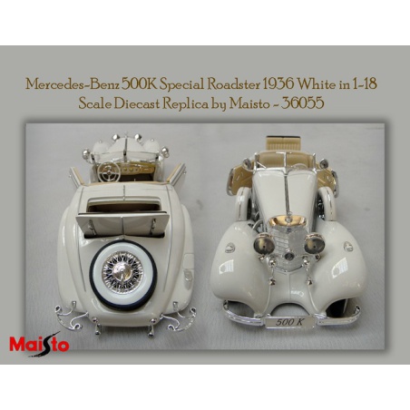 ماکت ماشین مرسیدس بنز Mercedes-Benz 500K Special Roadster 1936 White in 1-18 Scale Diecast Replica by Maisto