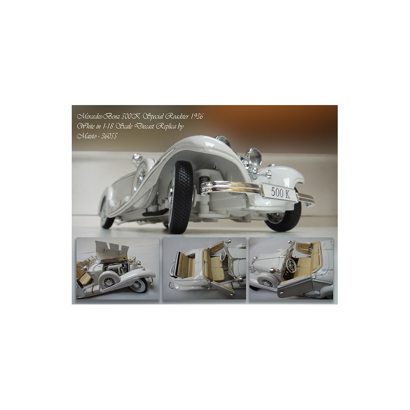 ماکت ماشین مرسیدس بنز Mercedes-Benz 500K Special Roadster 1936 White in 1-18 Scale Diecast Replica by Maisto