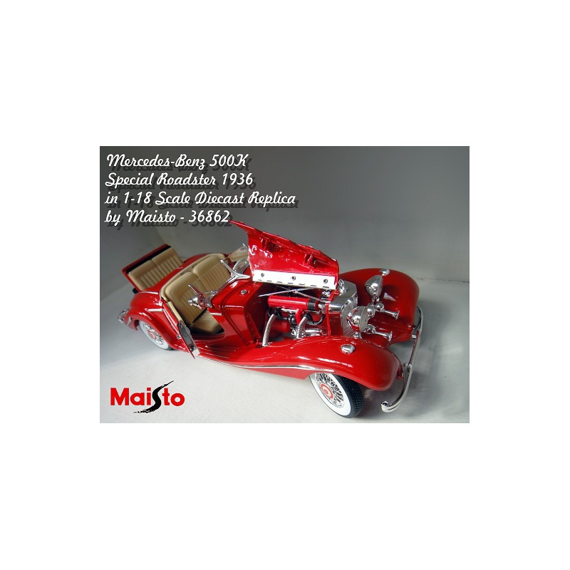 ماکت ماشین مرسیدس بنز Mercedes-Benz 500K Special Roadster 1936 in 1-18 Scale Diecast Replica by Maisto