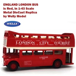 اتوبوس دو طبقه لندن ENGLAND LONDON BUS - Red, in 1-43 Scale Metal Die Cast Welly