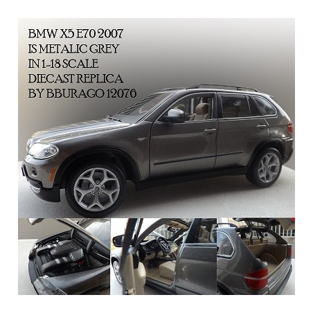 ماکت ماشین بی ام او BMW X5 E70 2007 IS METALIC GREY IN 1-18 SCALE DIECAST REPLICA BY BBURAGO ماکت ماشین بی ام او BMW X5 E70 2007 IS METALIC GREY IN 1-18 SCALE DIECAST REPLICA BY BBURAGO