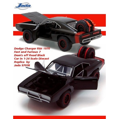 ماکت ماشین دوج Dodge Charger R&t 1970 Fast and Furious 7 Dom's off Road Black Car in 1-24 Scale Diecast Replica by Jada ماکت ماشین دوج Dodge Charger R&t 1970 Fast and Furious 7 Dom's off Road Black Car in 1-24 Scale Diecast Replica by Jada