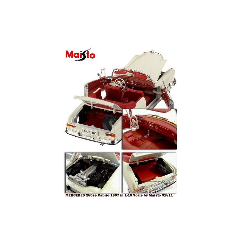 ماکت ماشین مرسیدس بنز MERCEDES 280se Cabrio 1967 by Maisto