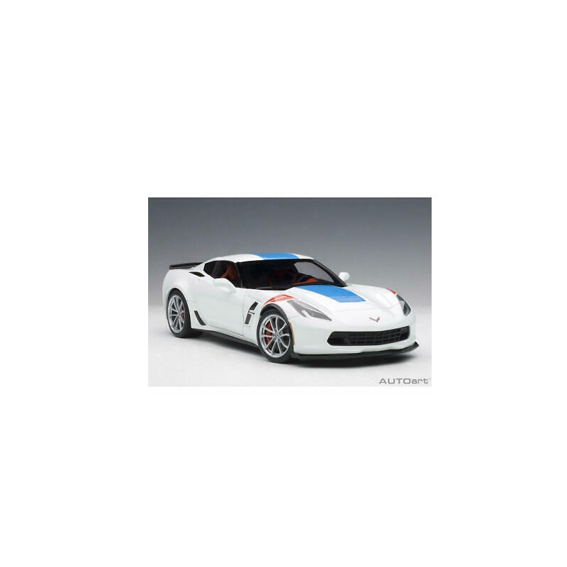CHEVROLET Corvette C7 Grand Sport 1/18 White Blue Strip Composite autoart